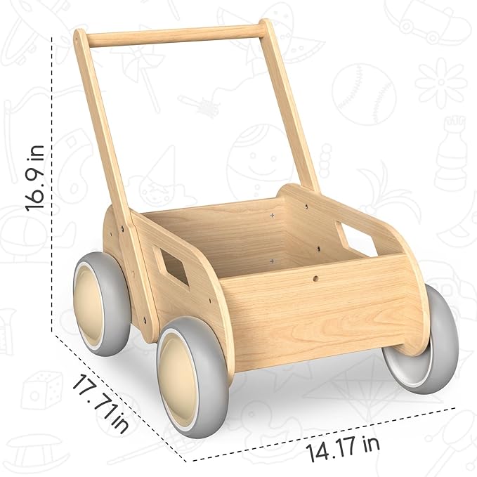 2025 HOMEKOL Wooden Baby Walker, Baby Walker, Adjustable Speed for Boys and Girls, Baby Activity Center, Birthday, Christmas and New Year's Gift, Log Color