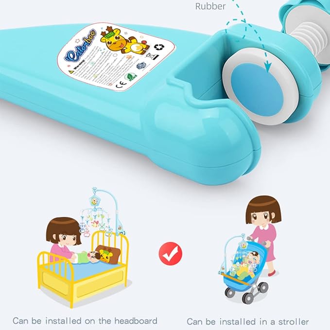Baby Mobile for Crib with Musicial and Lights, Remote and Projection. Pack and Play Toys for Ages 0+ Months (Pink-Bee)