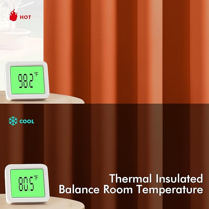 MIULEE Orange Blackout Curtains - Bedroom Window Treatment Fall Curtains Thermal Insulated Room Darkening Drapes for Living Room Kitchen Grommet Light Blocking Drapery, 40 x 45 Inches Long, 2 Panels