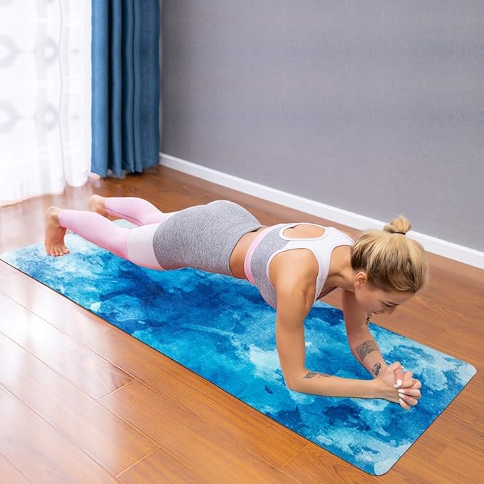 Travel Yoga Mat, Non Slip Exercise Suede Mat with Carry Bag, All-Purpose Fitness Mat with High Density Anti-Tear Surface for Women, Ideal for Pilates Workout (72'' x 24'' x 1.5mm Thick)