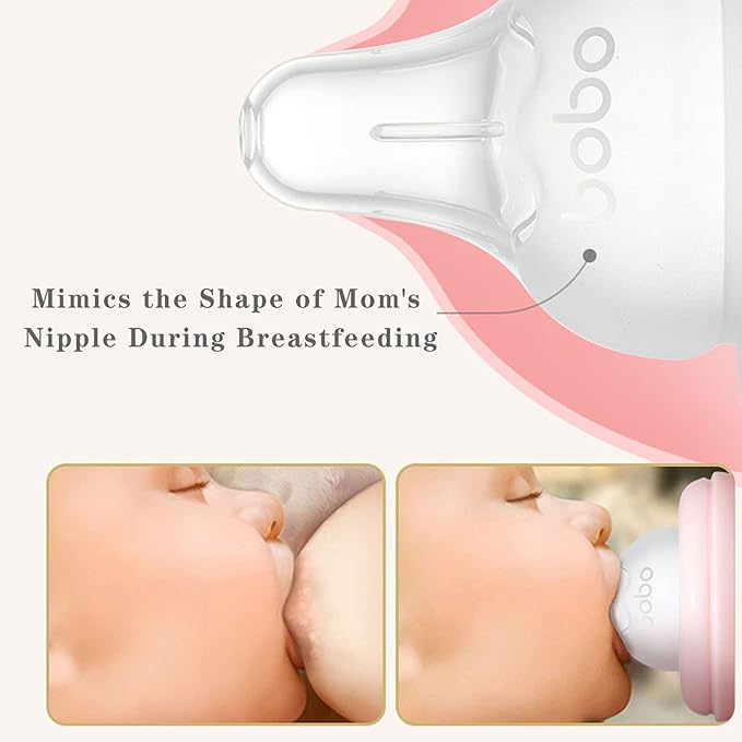 YOHKOH Natural Glass Baby Bottle with Natural Response Nipple, Newborn Anti-Colic Baby Bottles, Wide Neck Mushroom Cap Baby Bottle, Clear (3.4oz (Pack of 4), Multicolour)