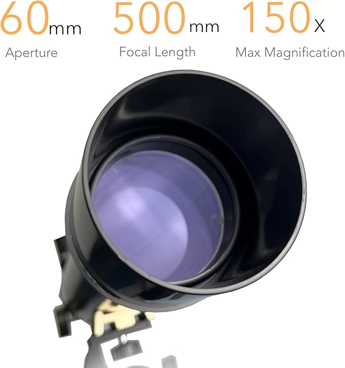 SpectrumOI Telescope for Kids & Adults - Astronomy Gift, 60mm Aperture Refractor with Carry Bag & Phone Holder