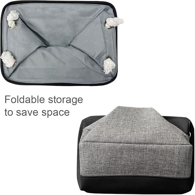 TheWarmHome Storage Basket for Organizing - 1 Pack 14x10x6.7 inch Collapsible Storage Bins for Shelves, Dog Toy Bin for Closet Organizer laundry Gift Cloth Nursery (Grey & Black)