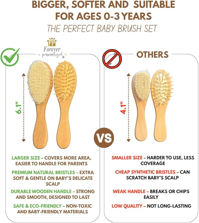 Custom Wooden Baby Brush Set | Personalized Wooden Baby Brush | Personalized Baby Gift Girls | Personalized Baby Gifts | Baby Brush and Comb Set | Custom Baby Gifts | Personalized Gifts