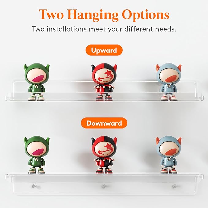 Lifewit Floating Shelves for Wall, 10 Pack Clear Acrylic Shelf 15" Room Decor for Bookcase/Vinyl Record Display/Photo/Picture in Bedroom, Living Room, Bathroom, Kitchen Storage and Organization