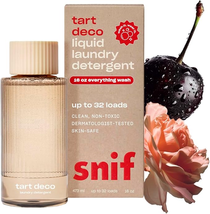 Snif Tart Deco Laundry Detergent, Juicy, Sophisticated Cherry Scent, 32 Loads, Non-Irritating to Skin, Clean, Non-Toxic, Vegan, Cruelty Free, 16oz