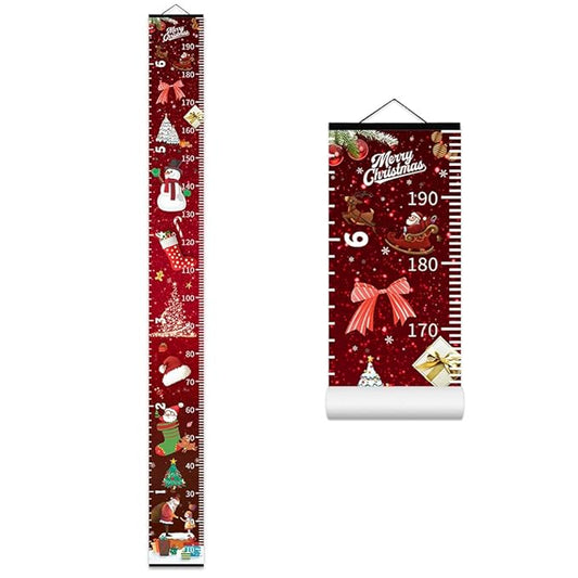 Christmas Baby Growth Chart for Wall, Height Chart for Kids, Xmas Kids Nursery Decor, Hanging Ruler Wall Decor, Kids Room Decor, Holiday Gifts for Boys Girls Toddlers - 76.7 x 7.9in with Black Wood