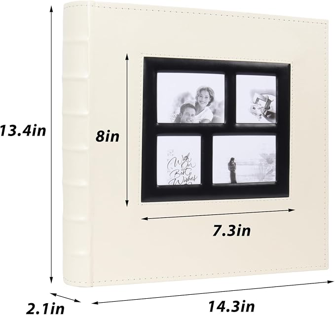 RECUTMS Photo Album 4x6 500 Pockets Photos, Leather Cover Large Picture Albums Holds 500 Horizontal and Vertical Photos for Wedding Family Baby (Beige)
