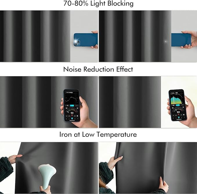 MIULEE Back Tab Grey Blackout Curtains 84 Inch Length 2 Panels Set for Living Room Bedroom Privacy, Rod Pocket/Pinch Pleated Thermal Insulated Room Darkening Light Blocking Curtains 84 Inches Long