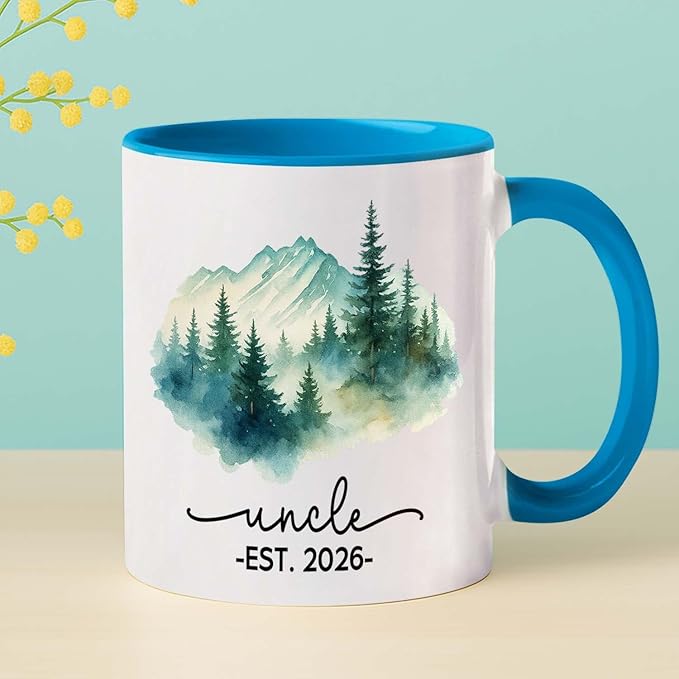 Personalized Uncle EST 2026 Coffee Mug Gift For New Uncles Brother Family, Custom Uncles Accent Coffee Cup 11 15Oz, First Time Uncle White Cup Gift For Birthday Father's Day Pregnancy Announcement