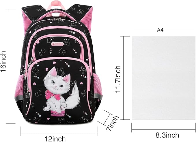 Cusangel Backpack for Girls Boys School Bookbags Kindergarten Elementary Lightweight Waterproof Multifunctional Large Capacity for Backpack (16 inch cat Fun Prints)