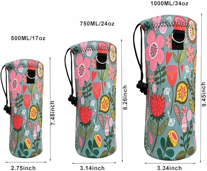 Neoprene Water Bottle Carrier Bag with Adjustable Shoulder Strap for Men Women Walking Hiking,Portable Insulated Holder Case for Stainless Steel/Glass/Plastic Bottles