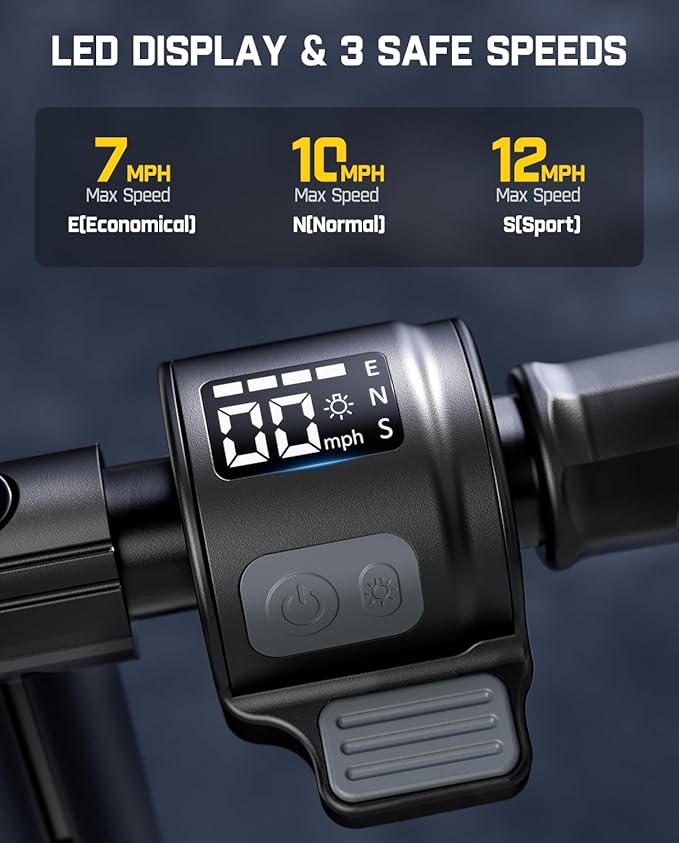 FanttikRide T9 Electric Scooter for Kids 4.3-5.6 ft, 7/10/12 MPH, LED Battery Level, Height Adjustable and Foldable, Electric Scooter for Kids, for Teenager, Up to 40 mins