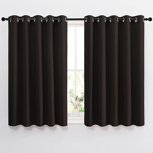 NICETOWN Blackout Curtains Panels for Window - Triple Weave Energy Saving Thermal Insulated Solid Grommet Blackout Drapes for Kitchen (1 Pair, 66 inches by 54 Inch, Toffee Brown)