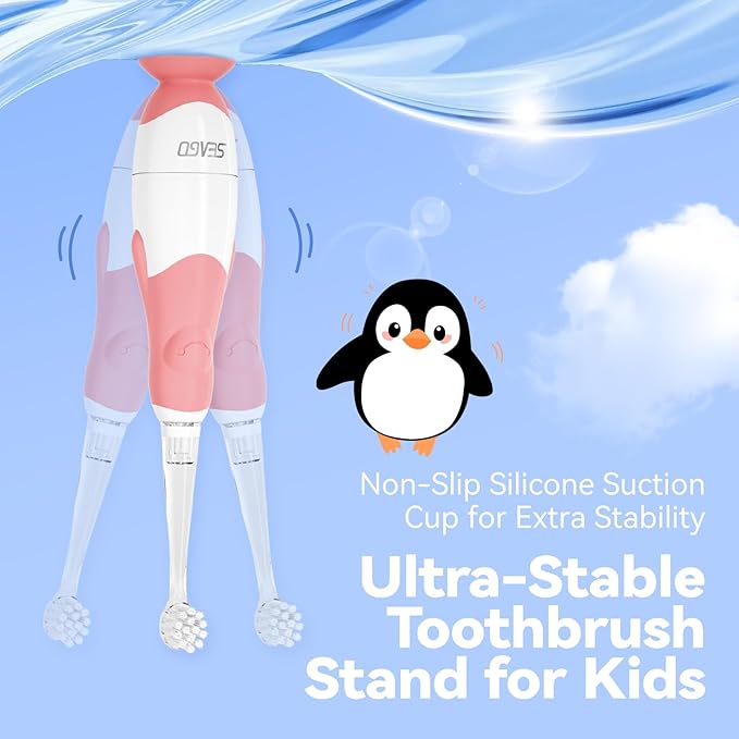 Toddler Electric Toothbrush, Soft Bristles, Colorful LED Light for Easy Checkups, Makes Brushing Fun, 2-Minute Timer for Proper Brushing, Cute Design, IPX7 Waterproof, Includes AAA Battery (Pink)