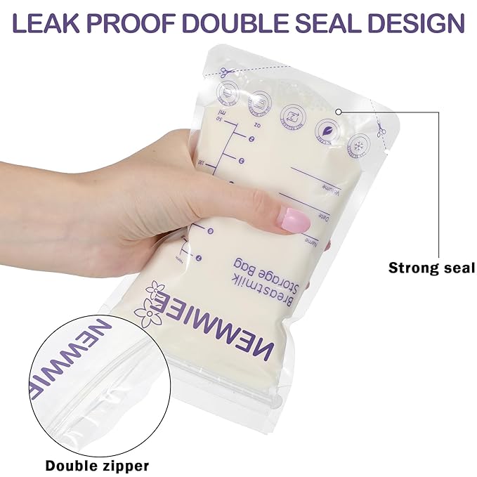 600 Count Breastmilk Storage Bags 7oz Breast Milk Bags for Breastfeeding Self Standing Breastmilk Storing No Leak Double Seal Freezer Storage for Refrigeration and Freezing(Purple)