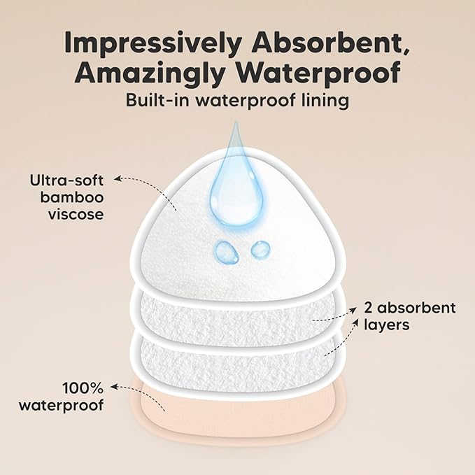 14-Pack Organic Nursing Pads - Washable Breast Pads for Breastfeeding, Nursing Bra Nipple Pads for Breastfeeding, Pumping Bra Reusable Breast Pad, Maternity Breastfeeding Bra Pad (Bare Beige, L 4.8")