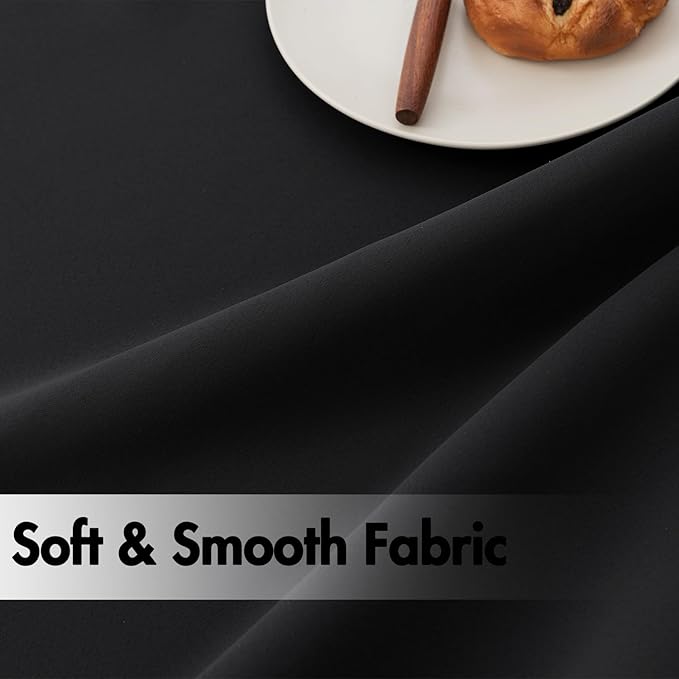 ANRODUO Back Tab Blackout Curtains for Bedroom Living Room, Rod Pocket Pinch Pleated Thermal Insulated Room Darkening Curtains 84 Inches Long 2 Panels, Black, 42 x 84 Inch