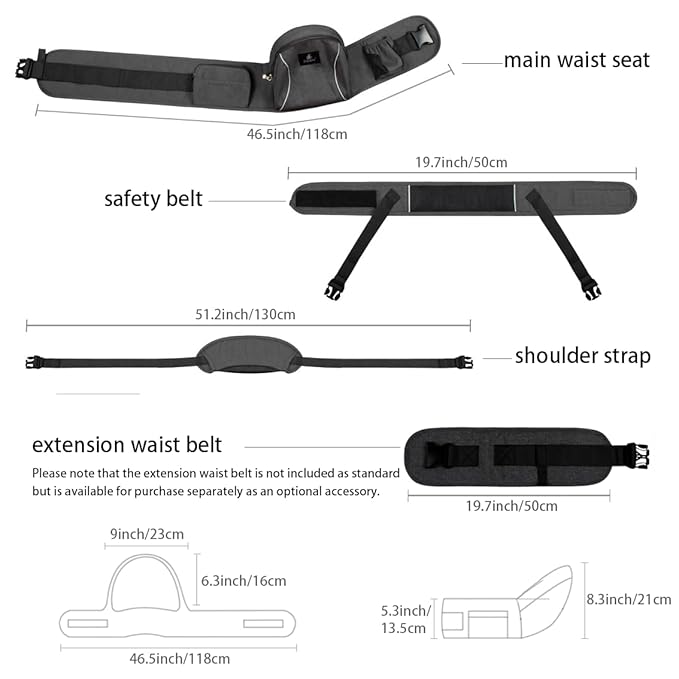 Baby Hip Seat Carrier Baby Waist Stool for Child Infant Toddler with Adjustable Strap Buckle Pocket Soft Inner Huge Storage (Navy Blue)