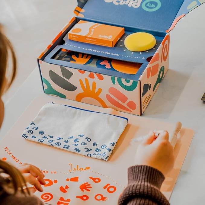 Sculpd - The Original Kids Pottery Kit, Air-Dry Clay Starter Kit for Kids Age 4 to 6, Air Dry Clay with 10 Colour Paint Set, Paintbrushes, Tool Set, Alphabet Stampers, Sponge and Step-by-Step Guide