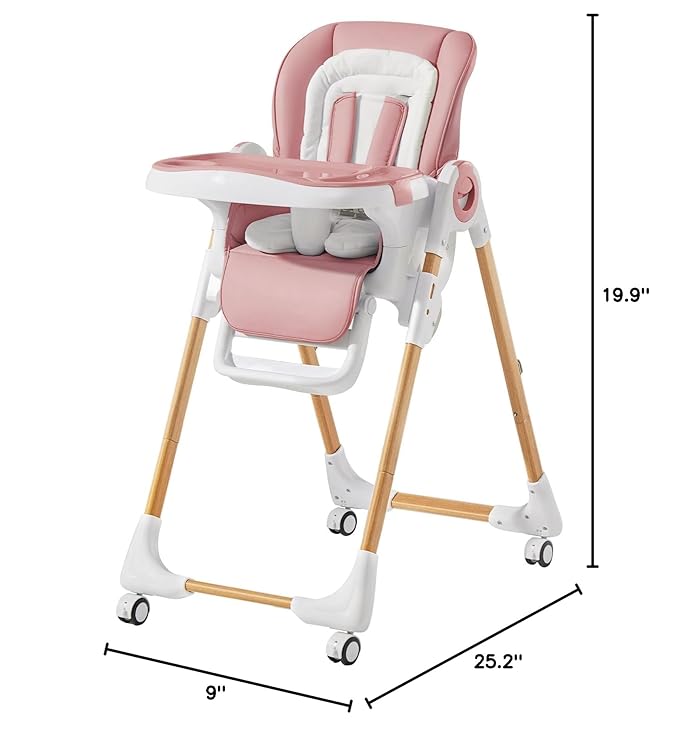 Mallify Convertible High Chairs for Babies and Toddlers, Height Adjustable Baby High Chair, High Chair with Removable Tray, Adjustable Backrest, Portable Baby Dinning Chair with Lockable Wheels