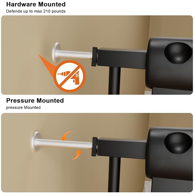 Extra Wide Baby Gate Extra Wide Extra Tall Dog Gates for Stairs Doorways Black Metal Tension Indoor Safety Gates with Pressure Mount 57.5-62 Inch