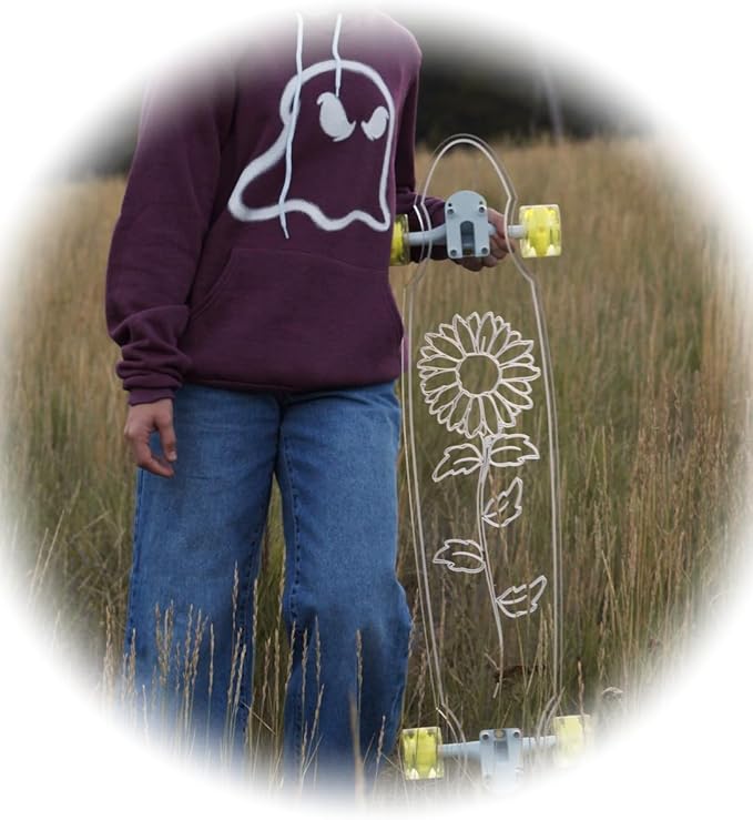 Clear Longboard Skateboard - Transparent Acrylic Long Boards with Light-Up LED Wheels for Smooth Rides - Ride The Streets in Style with Longboard Built for Beginners & Pros Alike