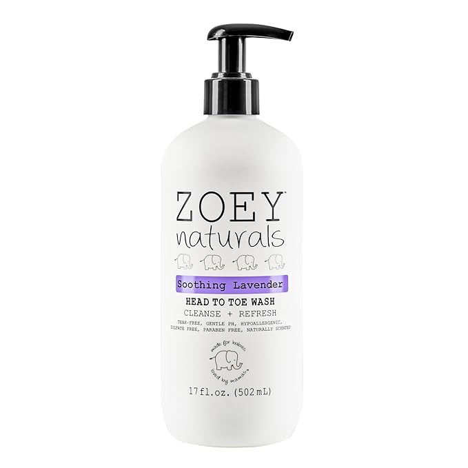 Zoey Naturals - Soothing Lavender Wash & Shampoo - Toddlers & Kids - With Tear-free, Paraben-Free, All Natural Ingredients for Sensitive Skin- 17 Oz