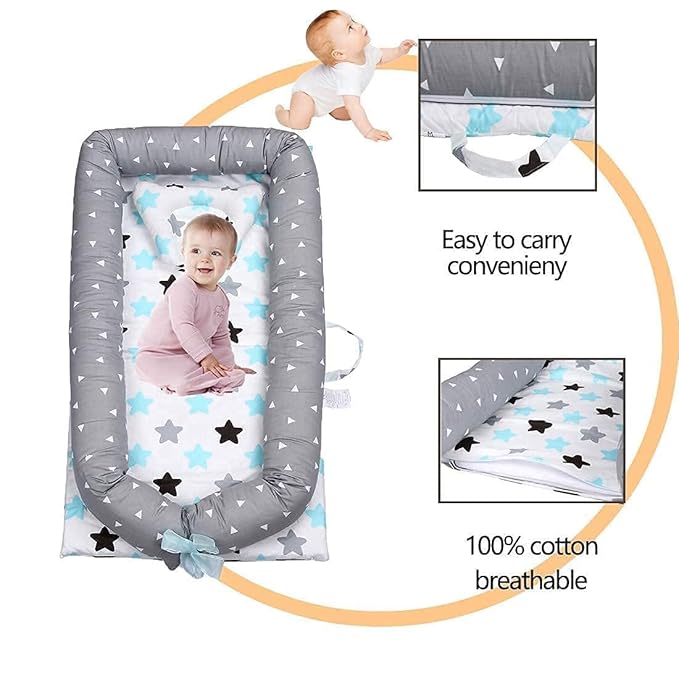 Lounger for Newborn, Newborn Lounger for 0-24 Months, Breathable & Portable Infant Nest - Soft Infant Floor Seat Cover for Travel (Triangle)
