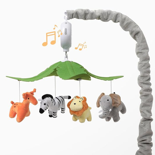 Baby Crib Mobile - Jungle Animal Mobile for Crib Nursery Musical Mobile Gender Neutral for Boys and Girls with 12 Lullabies Ceiling Mobile Presents for Newborn