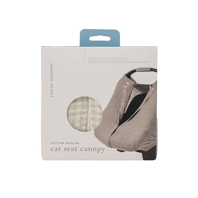 Little Unicorn Breathable Car Seat Canopy | Magnetic Closure Cover & Universal Fit | Protection & Privacy for Baby (Tan Gingham)