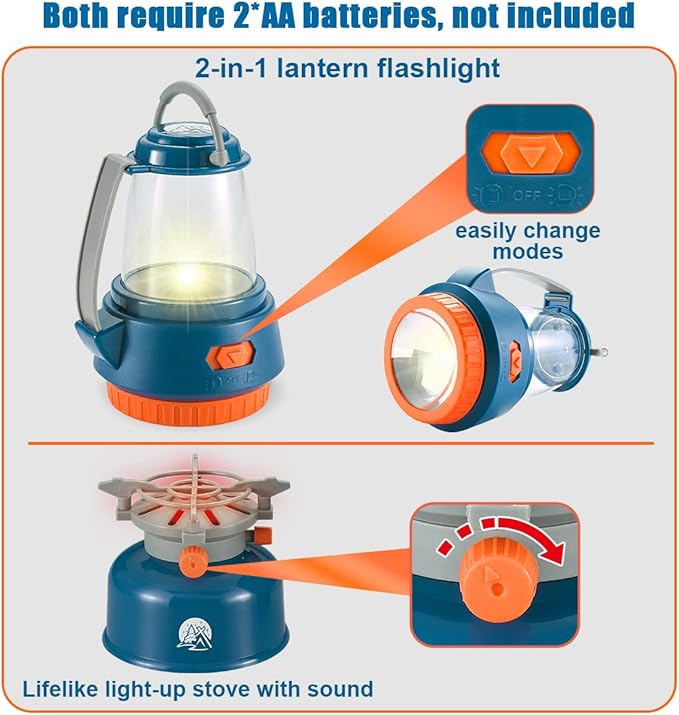 Meland Kids Camping Set with Tent - Camping Gear Toy with Pretend Play Outdoor Toy for Toddlers Birthday Gift