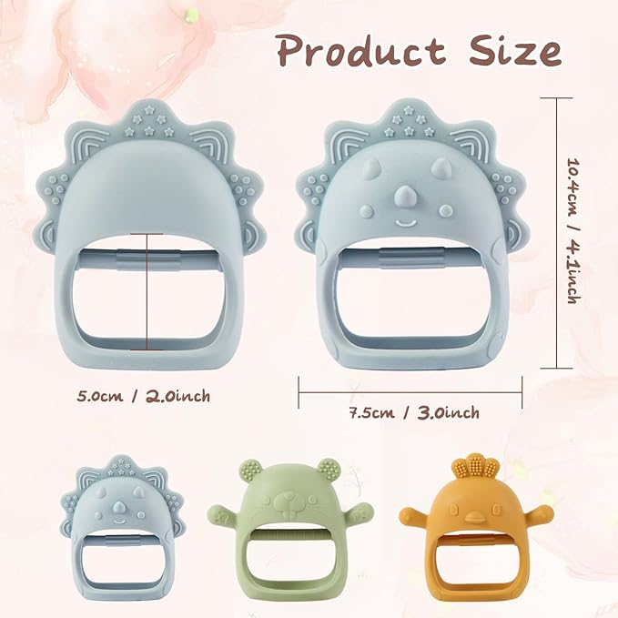 Baby Teething Toys, Teething Toys, Teethers for Babies 3-6 Months, Baby Chew Toys, BPA Free Teether Mitten with Soft Texture for Sensory Exploration and Itching Teething Relief