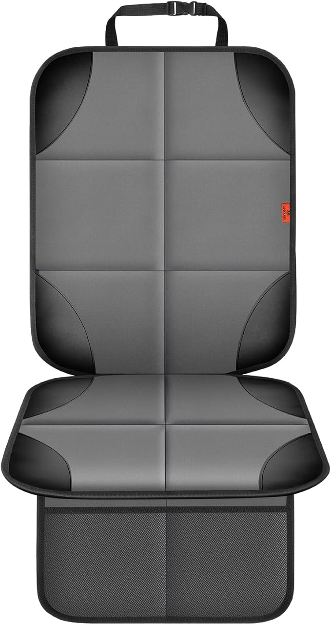 Car Seat Protector 1 Pack Car Seat Cushion Mat Thickest Padding,Waterproof 600D Fabric Car Seat Covers for Non-Slip Backing Mesh Pockets for Baby and Pet (Gray, 1 Pack)