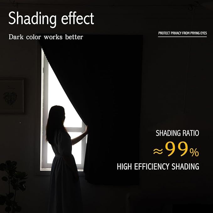 Self Adhesive Curtains, Black Out Shade for Window, Blackout Fabric Temporary Window Coverings Easy to Hang Curtains No Rod Needed, Use for Bedroom, Room, Kitchen, 47" W X 59" L, Lake Blue, 1 Panel