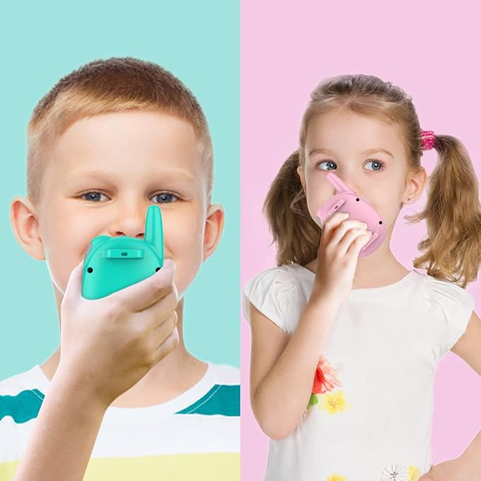 Qniglo Walkie Talkies for Kids Rechargeable, 2 Pack with FM Handheld Walki Talki with Wearable Lanyard & Wrist for Outdoor Camping Games & Birthday Xmas Toys Gifts for Boys Girls Kids