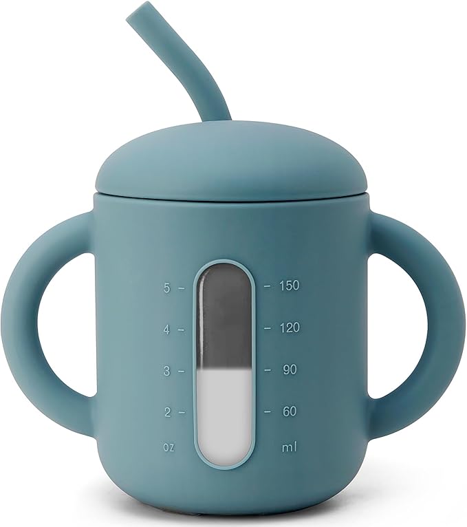 SAMiGO Silicone Sippy Cup, Baby Straw Cup for 6 12 18 Months, Sippy Cup with Straw for Toddlers 1-3 Years, Baby Water Cup for Drinking and Training, 6 oz