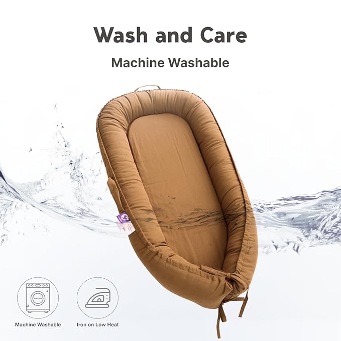 Infant Lounger, Baby Nest Cover for Baby Girls & Boys, Newborn Essentials for Baby 0-18 Months, 100% Cotton Breathable (Golden_Brown)