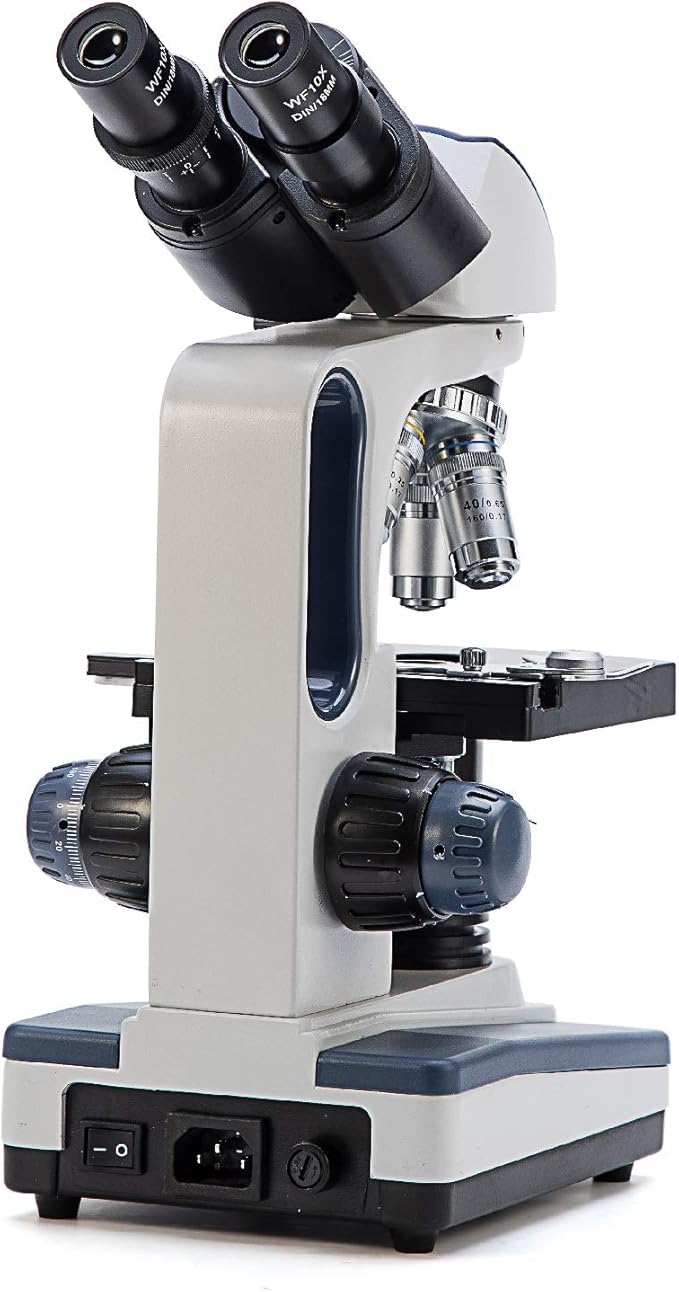 SWIFT SW350B 40X-2500X Magnification, Siedentopf Binocular Head, Research-Grade Compound Lab Microscope with Wide-Field 10X and 25X Eyepieces, Mechanical Stage, Abbe Condenser