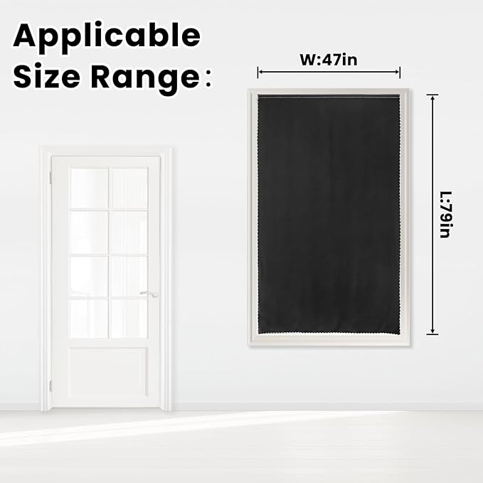 Adhesive Blackout Curtains- Self Stick Shades Window Blinds Curtains No Rod Needed Easy to Hang Curtains, Use for Bedroom, Living Room, Dining Room, Kitchen, Home Office, 47"W X 79"L, Black, 1 Panel