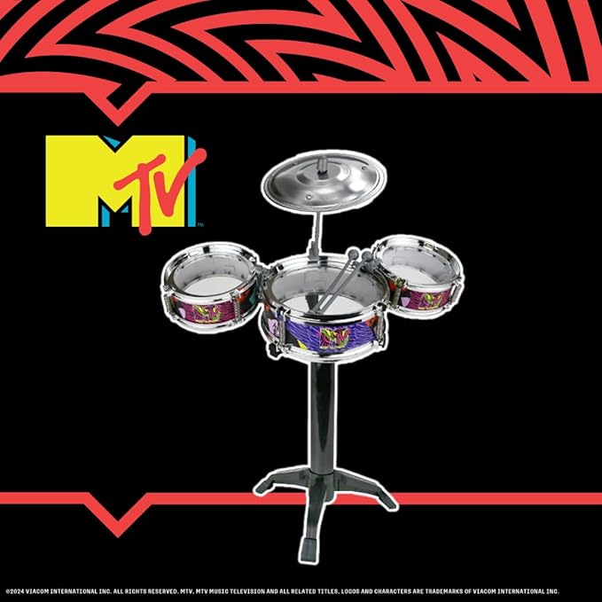 MTV Desktop Drum Set – Officially Licensed Mini Drum Kit for Kids & Adults Ages 6+, Compact Tabletop Percussion by Well Played