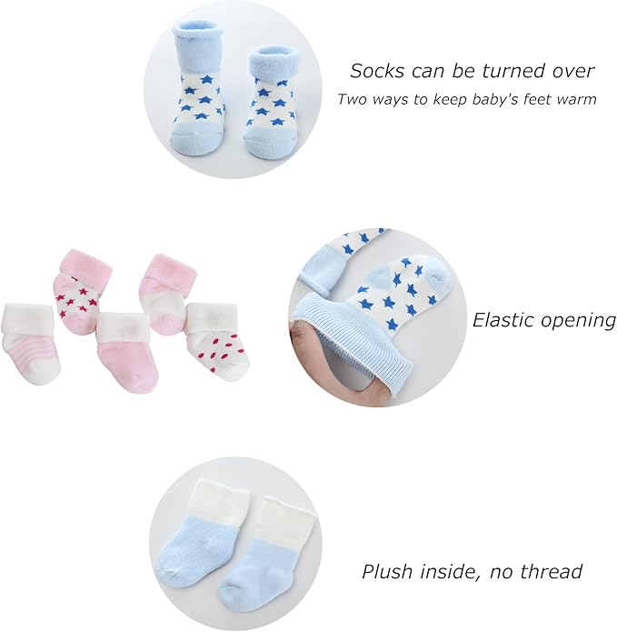 Newborn Baby Boy Girl Caps Mittens Socks Set Cotton Baby Essentials Accessories (Hats+Gloves+Socks)