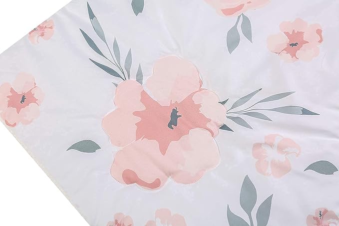 PINNKKU 4-Piece Crib Bedding Set for Boy & Girl, Includes Skirt, Blanket, Sheet & Diaper Bag, Floral, Standard Size