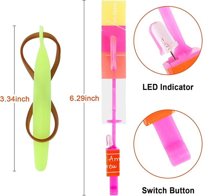 25 Sets LED Flying Set, 25 Slingshot+25 Glow Helicopter-50 Pcs, Flying Toy Outdoor Toys Glow in The Dark Party Supplies Party Favors for Kids 8-12,4-8