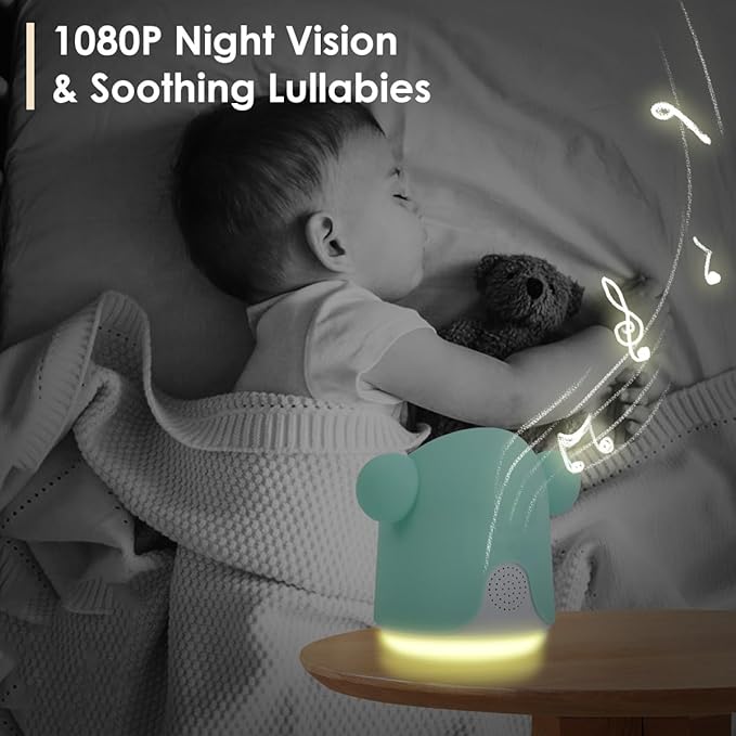 Baby Monitor with Camera and Audio, 1080P Baby Camera Monitor WiFi Smartphone App Control Night Vision 4.3” Screen 2-Way Talk Temperature & Humidity Sensor Lullabies Motion & Cry Detection iOS/Android