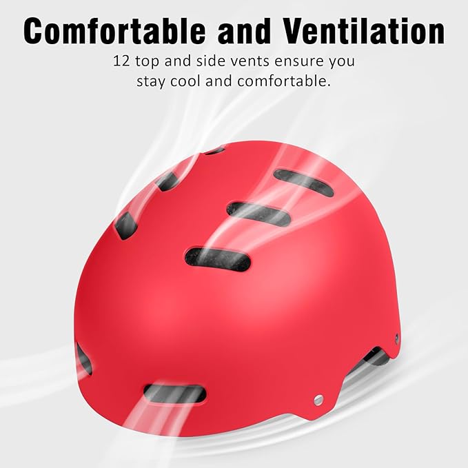 Skateboard Bike Helmet for Adults Women Men Youth Kids (2-3-5-8-14+ Years Boys Girls) - Lightweight Multi-Sport Adjustable Helmets for Bicycle Skateboard Scooter Skate Cycling