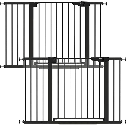 Cumbor 2 Pack 29.7"-48" Baby Gate for Stairs, Mom's Choice Awards Winner-Dog Gate for Doorways, Pressure Mounted Auto-Close Pet Gates for Dogs Indoor, Safety Child Gate with Easy Walk Thru Door,Black