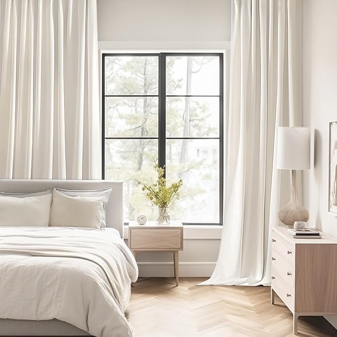 MIULEE Ivory Back Tab Blackout Curtains 120 Inch Long 2 Panels Set for Bedroom, Rod Pocket/Pinch Pleated Extra Long Thermal Insulated Living Room Darkening Light Blocking 10FT Drapes