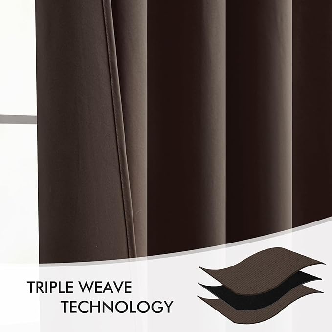 MIULEE Chocolate Brown Back Tab Blackout Curtains 84 Inch Length 2 Panels Set for Living Room Bedroom Privacy, Rod Pocket/Pinch Pleat Thermal Insulated Room Darkening Pleated Light Blocking Drapes