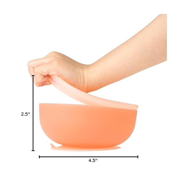 Olababy 100% Silicone Suction Bowl with Lid for Independent Feeding | First Stage Self Feeding Essential for Toddlers and Kids| Baby Led Weaning Snack Feeder | Food Container and Storage | (Blueberry)